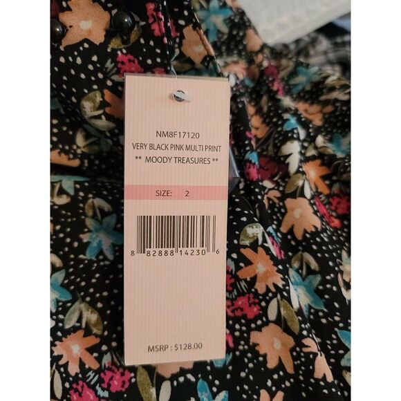 Nanette Lepore NWT Women's Black Moody Treasures Floral Dress Size 2 NEW t22 - Picture 8 of 8
